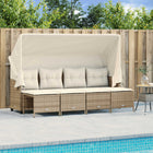 5-delige Loungeset met kussens poly rattan beige