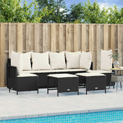Loungeset 5-delig poly rattan zwart