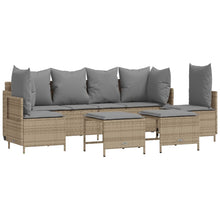 5-delige Loungeset met kussens poly rattan beige