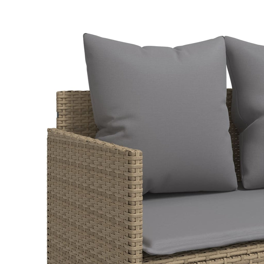 5-delige Loungeset met kussens poly rattan beige