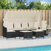 Loungeset 5-delig poly rattan zwart