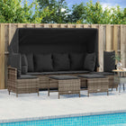 5-delige Loungeset met kussens poly rattan grijs