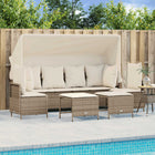 5-delige Loungeset met kussens poly rattan beige