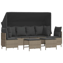 5-delige Loungeset met kussens poly rattan lichtgrijs