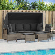 Loungeset 5-delig poly rattan lichtgrijs