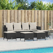 Loungeset poly rattan 5-delig zwart