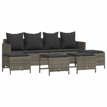 5-delige Loungeset met kussens poly rattan grijs