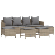 5-delige Loungeset met kussens poly rattan beige