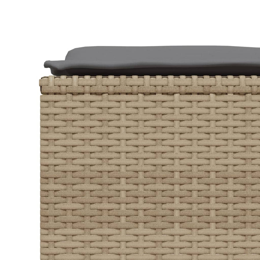 5-delige Loungeset met kussens poly rattan beige