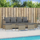 5-delige Loungeset met kussens poly rattan beige