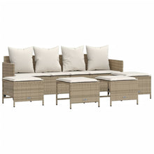 5-delige Loungeset met kussens poly rattan beige