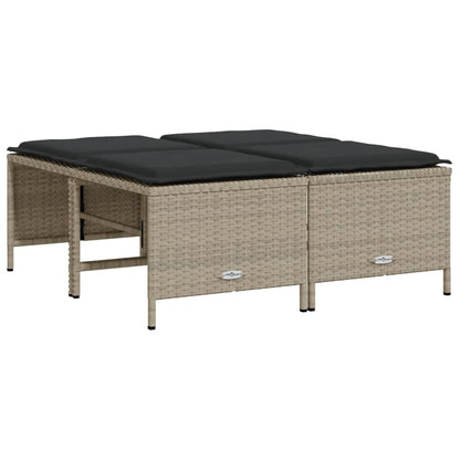 5-delige Loungeset met kussens poly rattan lichtgrijs