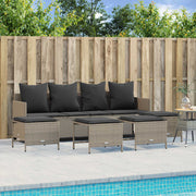 Loungeset 5-delig poly rattan lichtgrijs