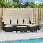 5-Piece Loungeset with Cushions Poly Rattan Black