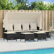Loungeset 5-delig poly rattan zwart
