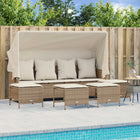 5-delige Loungeset met kussens poly rattan beige