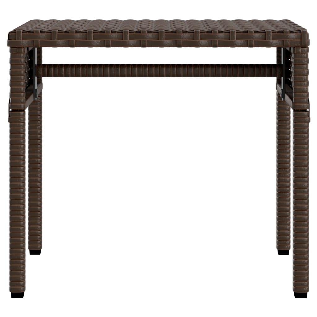 Ligbedden 2 st met luifels en tafel poly rattan bruin