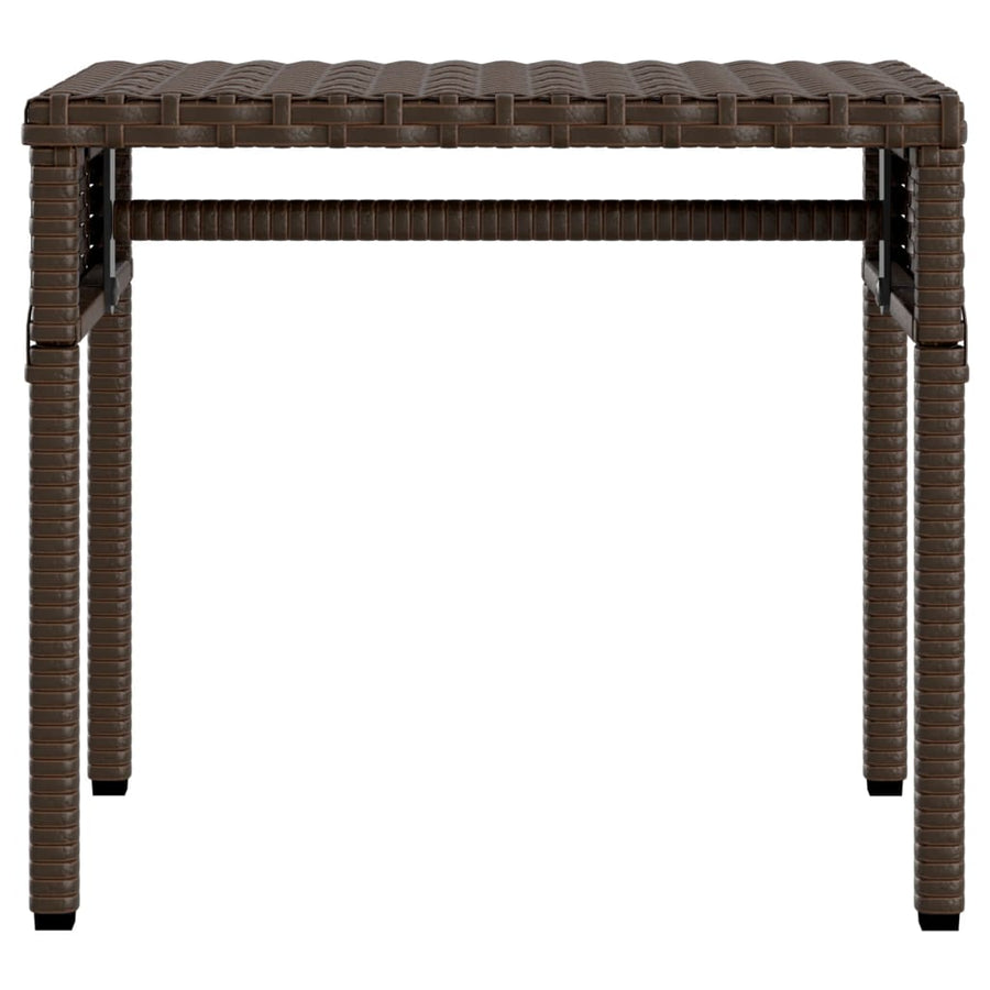 Ligbedden 2 st met luifels en tafel poly rattan bruin