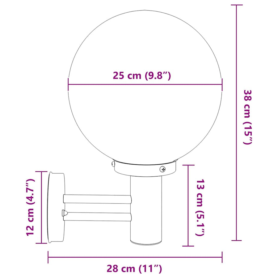 Buiten Wandlamp Zilver 28 x 25 x 38 cm