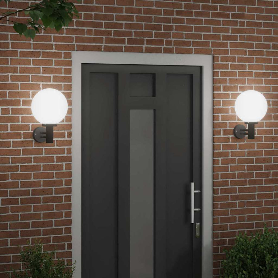 Buiten Wandlamp 2 pcs Zwart 28 x 25 x 38 cm