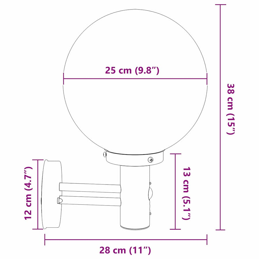 Buiten Wandlamp Zwart 28 x 25 x 38 cm