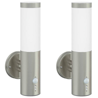 Buiten Wandlamp 2 pcs Zilver 15 x 7,5 x 33 cm