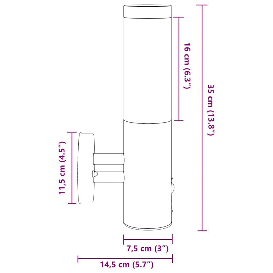Buiten Wandlamp Zwart 15 x 7,5 x 33 cm