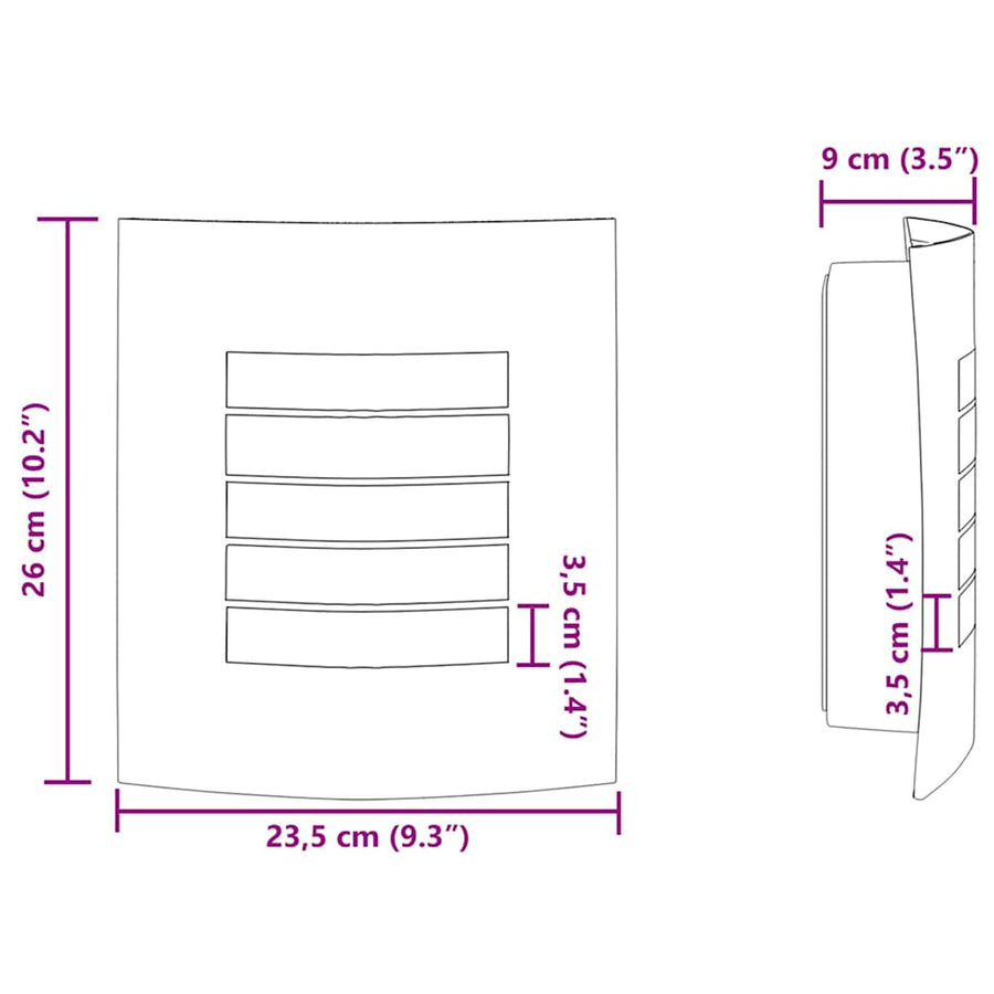 Buiten Wandlamp 2 pcs Zwart 23.5 x 9 x 26 cm