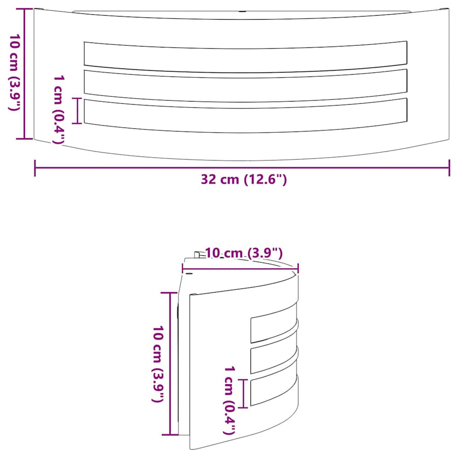 Buiten Wandlamp 2 pcs Zilver 32 x 10 x 10 cm