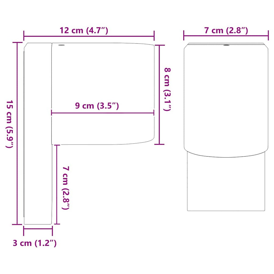 Buiten Wandlamp Zwart 12 x 7 x 15 cm Roestvrij staal