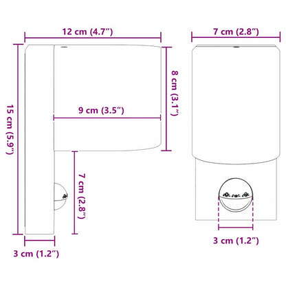 Buiten Wandlamp Zwart 12 x 7 x 15 cm Roestvrij staal