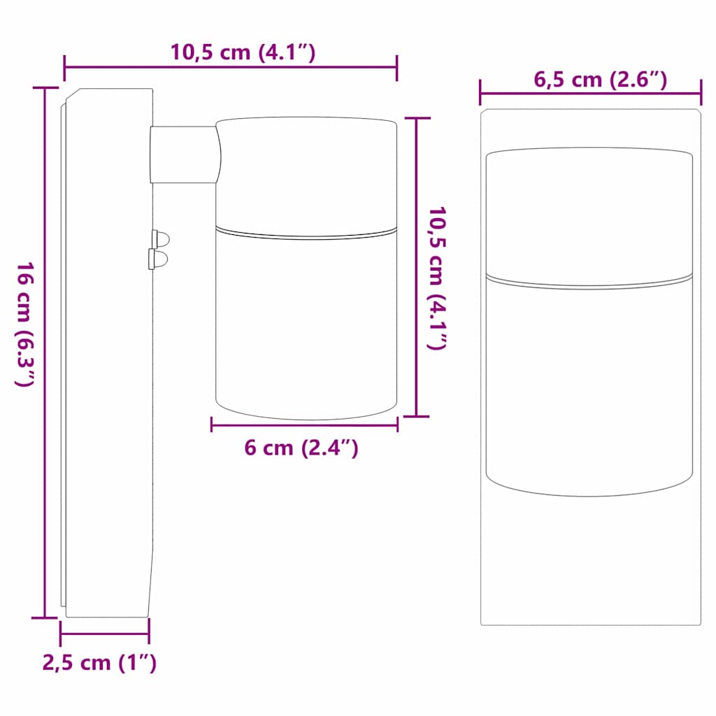 Buiten Wandlamp Zilver 6,5 x 10,5 x 16 cm RVS en Glas