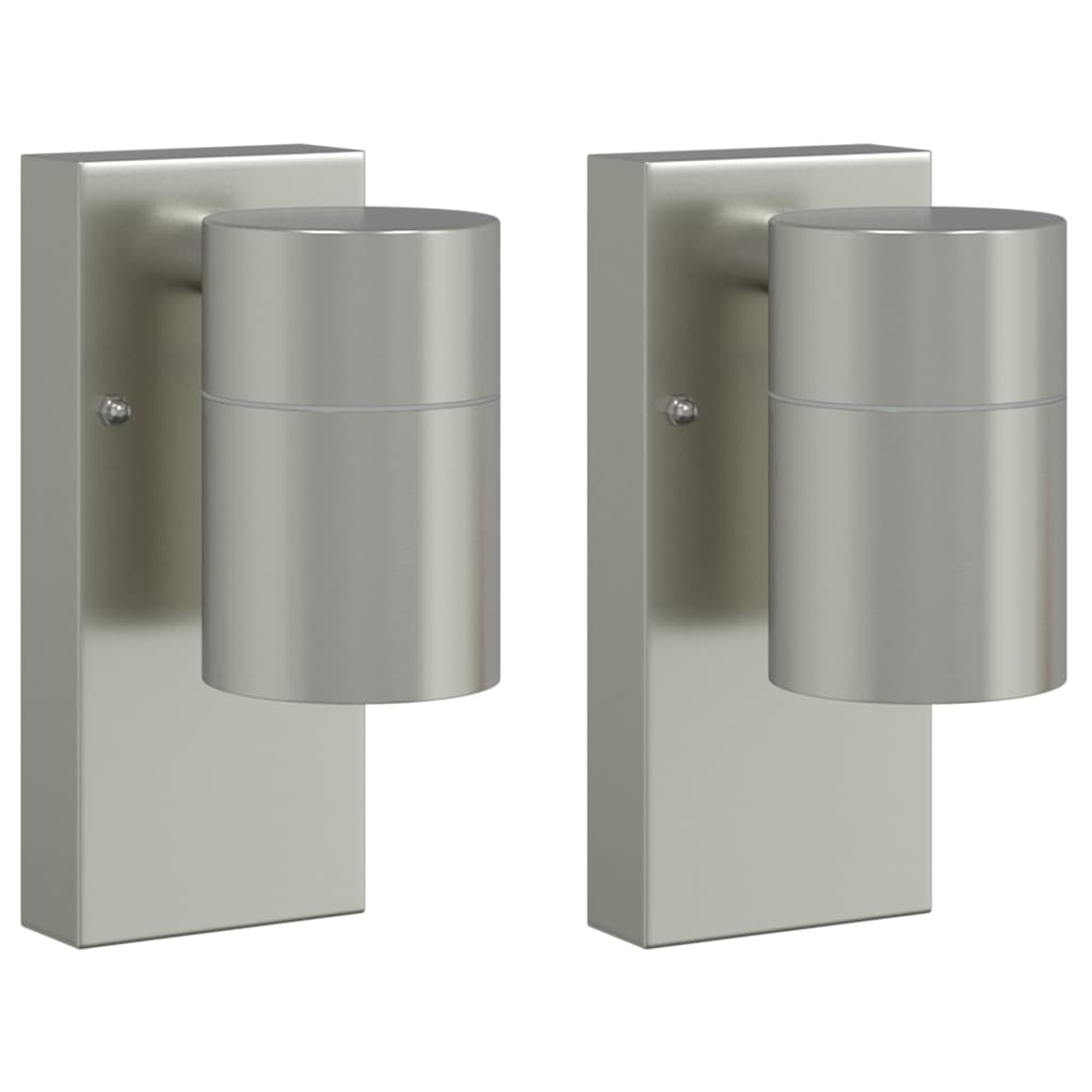 Buiten Wandlamp 2 pcs Zilver 6,5 x 10,5 x 16 cm RVS en Glas