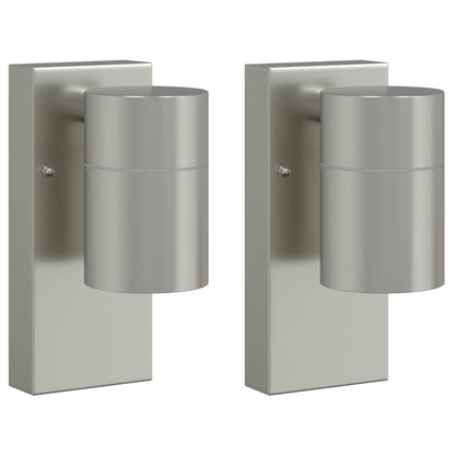 Buiten Wandlamp 2 pcs Zilver 6,5 x 10,5 x 16 cm RVS en Glas