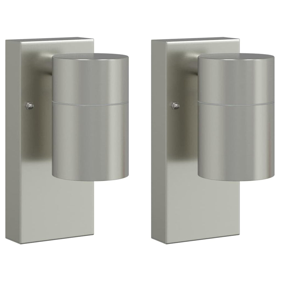 Buiten Wandlamp 2 pcs Zilver 6,5 x 10,5 x 16 cm RVS en Glas