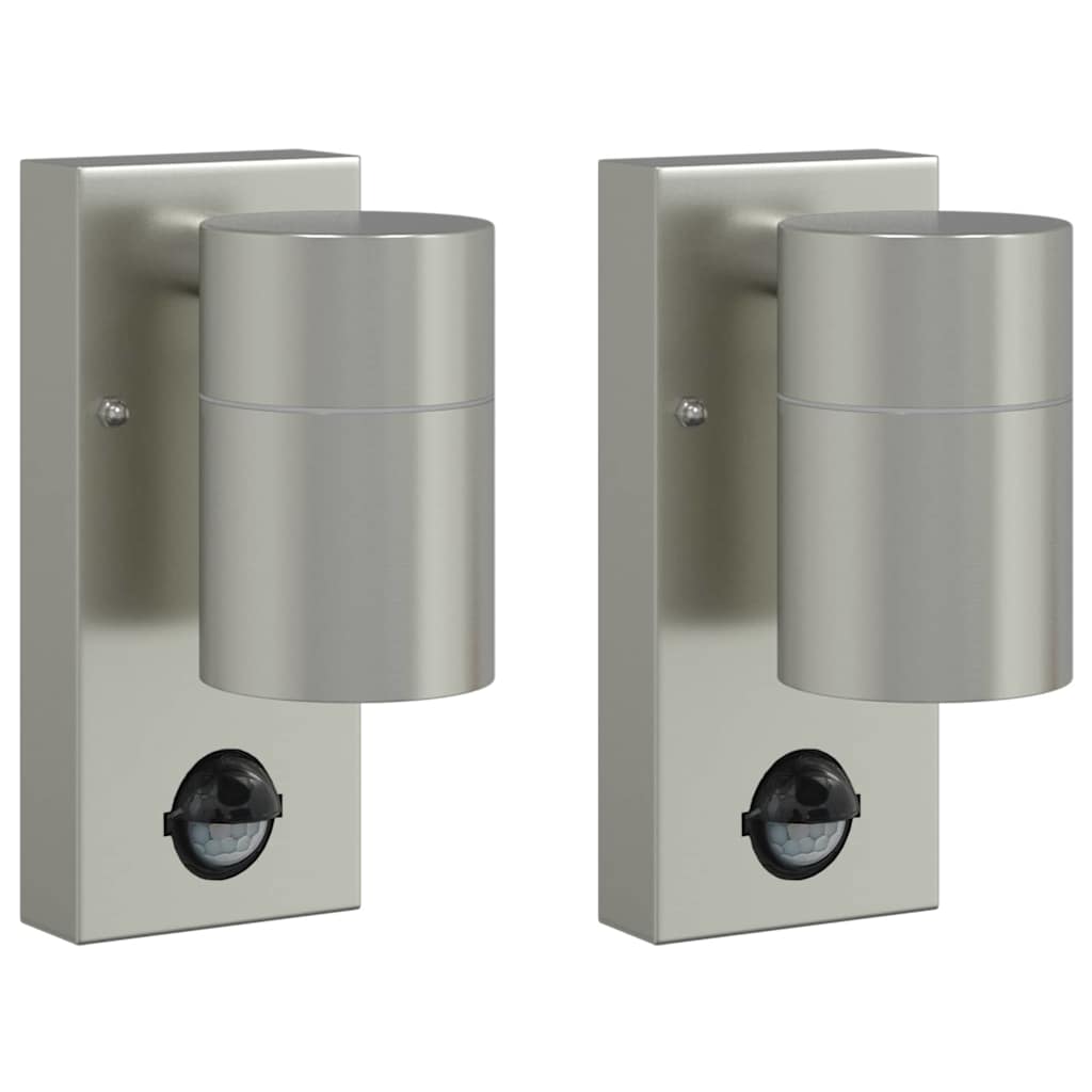 Buiten Wandlamp 2 pcs Zilver 6,5 x 10,5 x 16 cm RVS en Glas