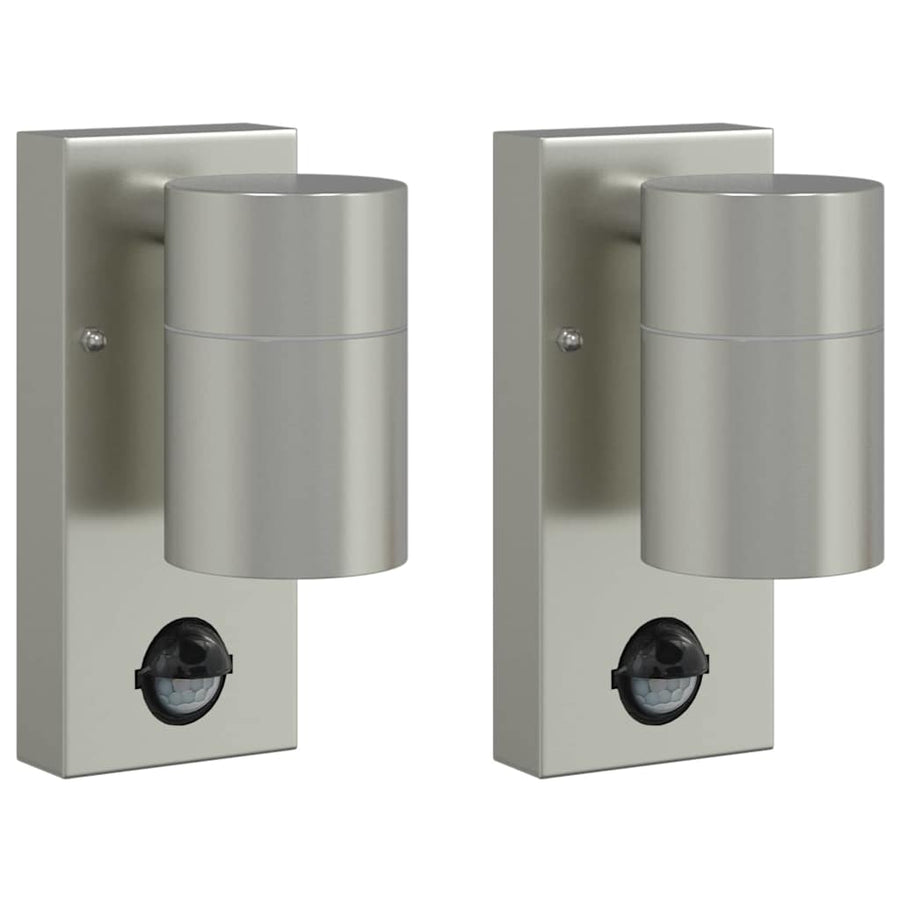 Buiten Wandlamp 2 pcs Zilver 6,5 x 10,5 x 16 cm RVS en Glas