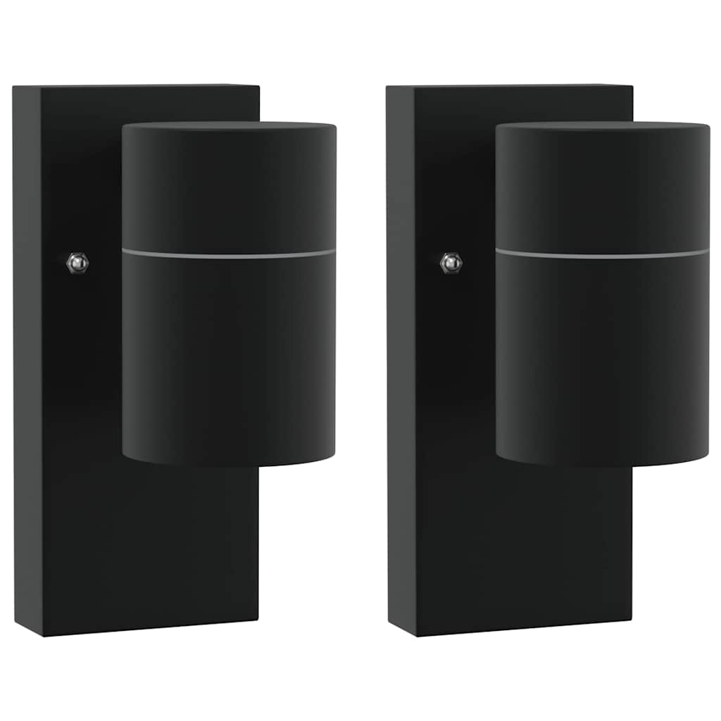 Buiten Wandlamp 2 pcs Zwart 6,5 x 10,5 x 16 cm RVS en Glas