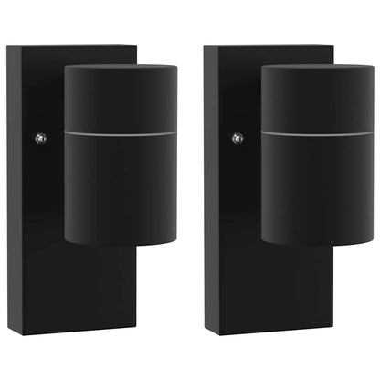 Buiten Wandlamp 2 pcs Zwart 6,5 x 10,5 x 16 cm RVS en Glas