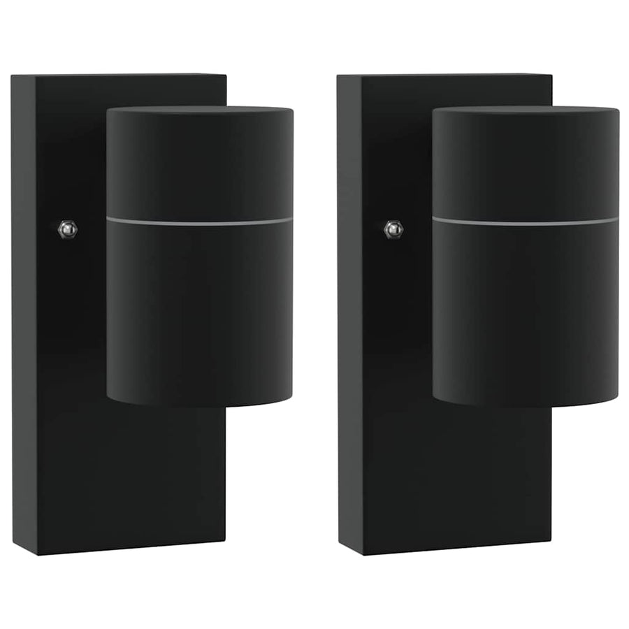 Buiten Wandlamp 2 pcs Zwart 6,5 x 10,5 x 16 cm RVS en Glas
