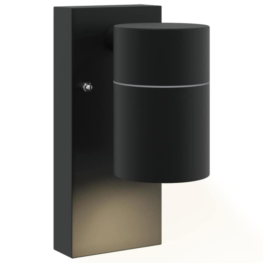 Buiten Wandlamp 2 pcs Zwart 6,5 x 10,5 x 16 cm RVS en Glas