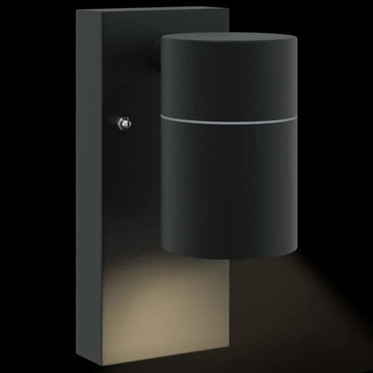 Buiten Wandlamp 2 pcs Zwart 6,5 x 10,5 x 16 cm RVS en Glas