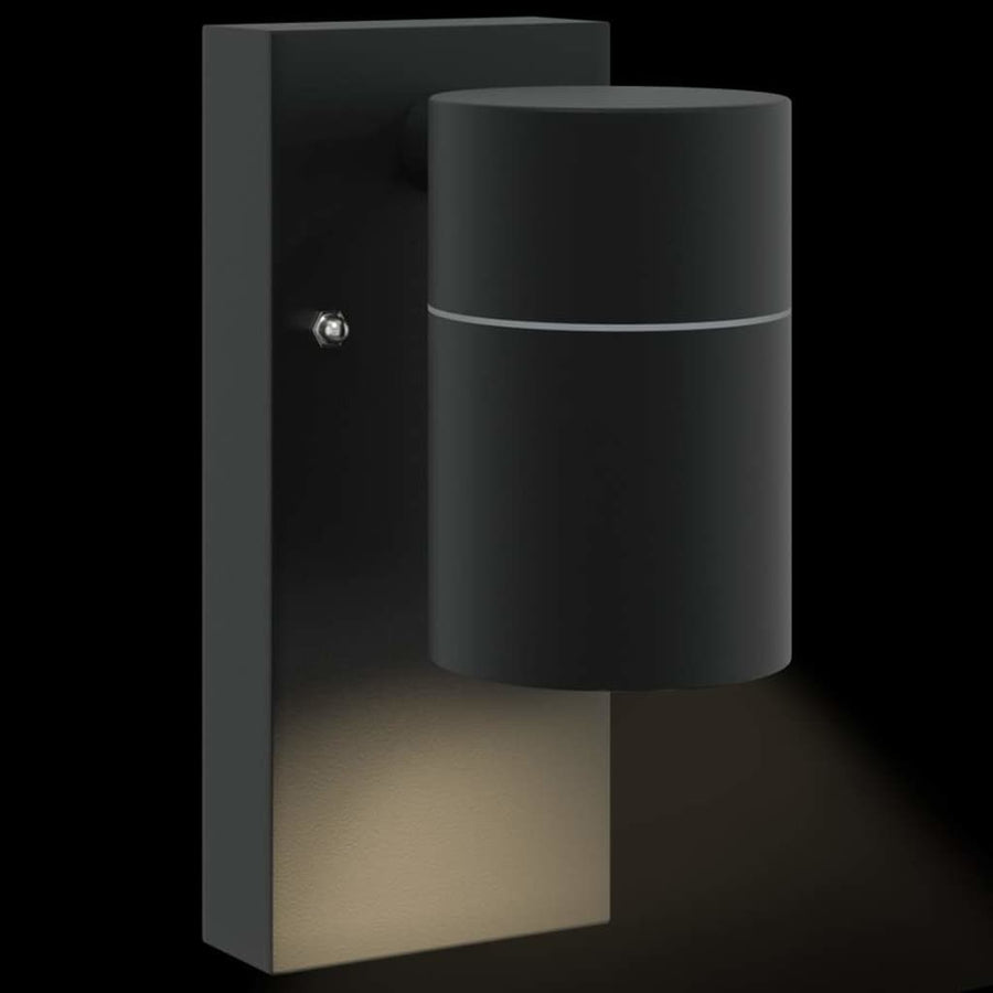 Buiten Wandlamp 2 pcs Zwart 6,5 x 10,5 x 16 cm RVS en Glas