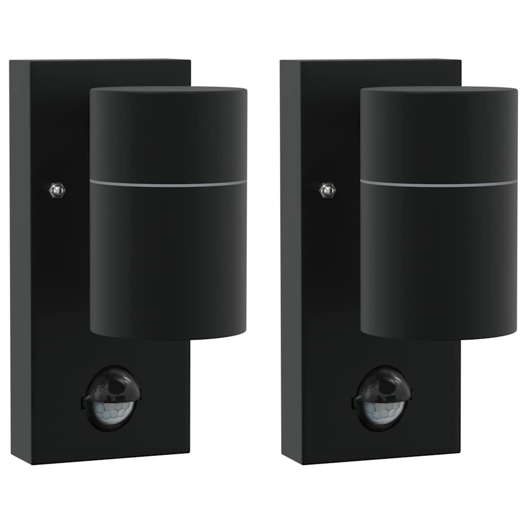 Buiten Wandlamp 2 pcs Zwart 6,5 x 10,5 x 16 cm RVS en Glas