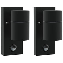 Buiten Wandlamp 2 pcs Zwart 6,5 x 10,5 x 16 cm RVS en Glas