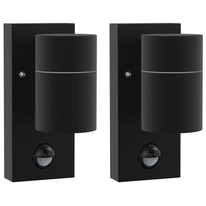 Buiten Wandlamp 2 pcs Zwart 6,5 x 10,5 x 16 cm RVS en Glas
