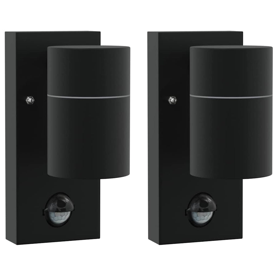 Buiten Wandlamp 2 pcs Zwart 6,5 x 10,5 x 16 cm RVS en Glas