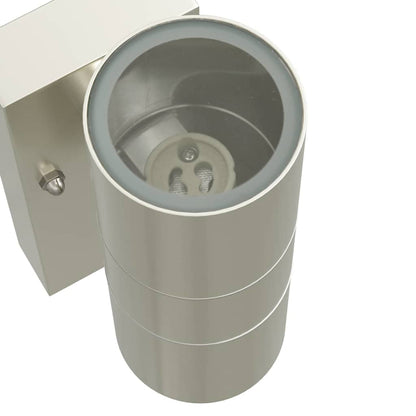 Buiten Wandlamp 2 pcs Zilver 7 x 10 x 22 cm RVS en Glas