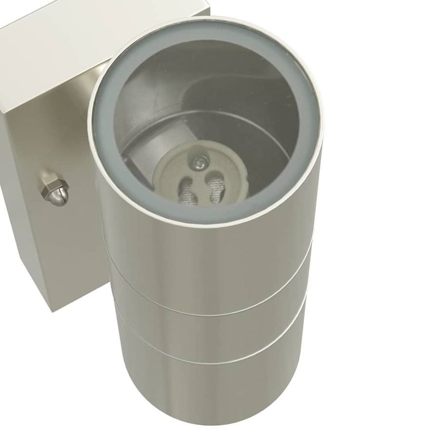 Buiten Wandlamp 2 pcs Zilver 7 x 10 x 22 cm RVS en Glas