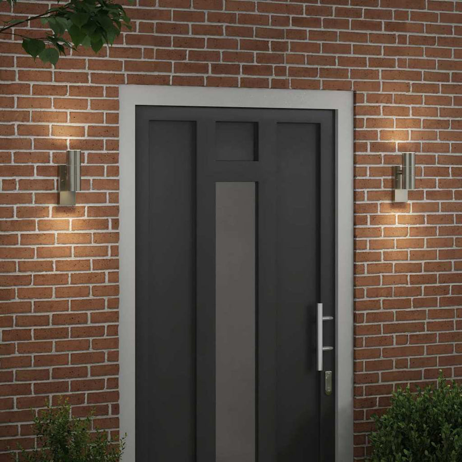 Buiten Wandlamp 2 pcs Zilver 7 x 10 x 22 cm RVS en Glas